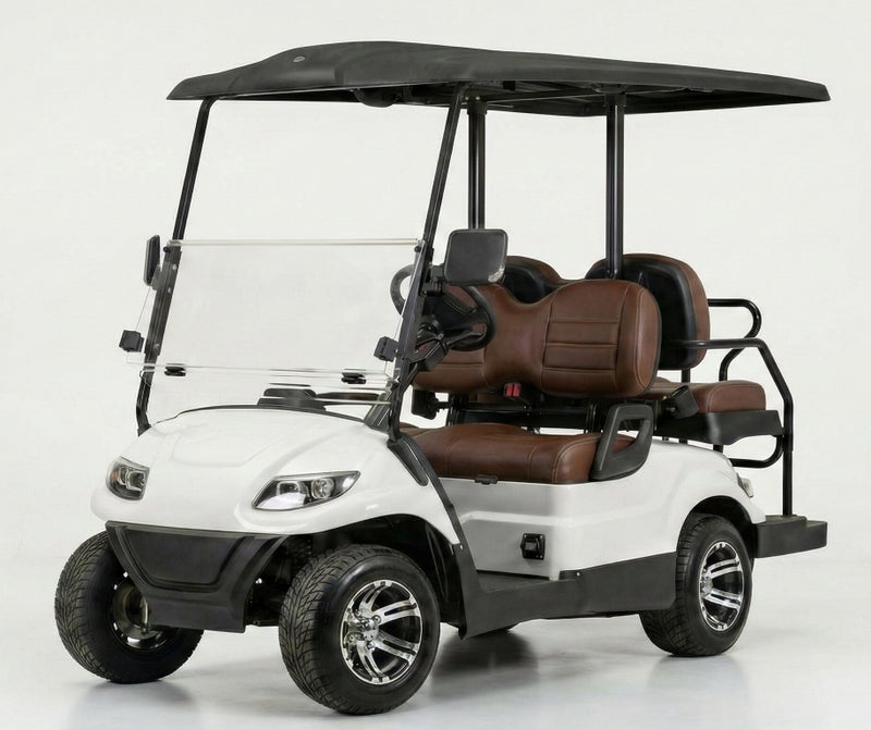 EPIC 2+2 Non-Lifted Electric Golf Cart with Lithium Battery 105Ah & Standard Tires | 4-Seater LSEV (White) - Image 1